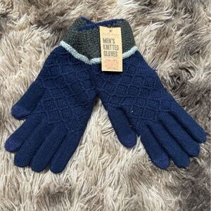 Men's Navy Blue Knitted Gloves